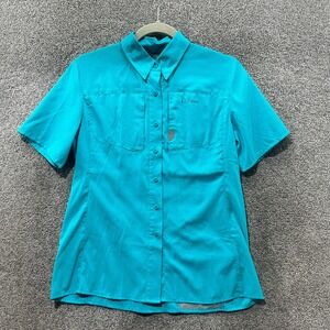 LL Bean Button Up Top Women XS Blue Short Sleeve Lightweight‎ Hiking Fishing
